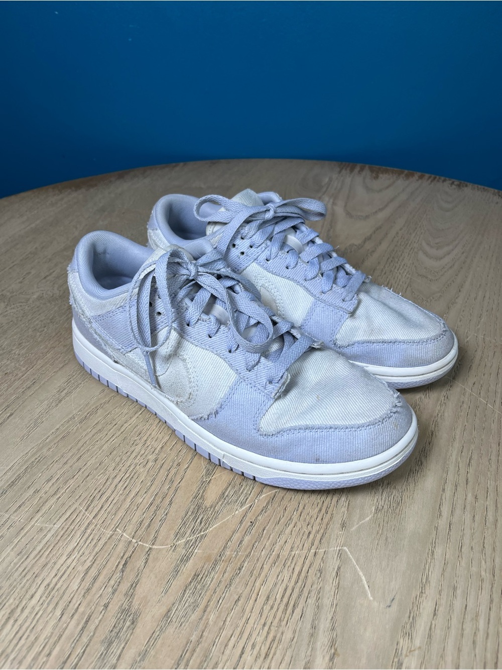 Nike Dunk Low Ghost Denim Women’s Size 8 Purple White Athletic Shoes Sneakers
